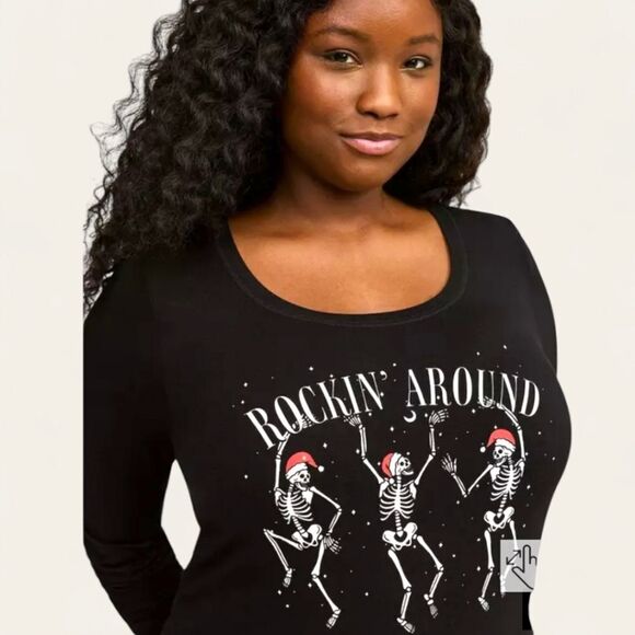 TORRIDβROCKIN AROUND DANCING SANTA SKULLS PJ SETS 3X-4X - Picture 3 of 15